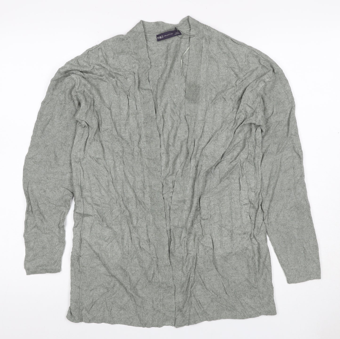 Marks and Spencer Women Grey M Open Knit Cardigan Long Sleeve