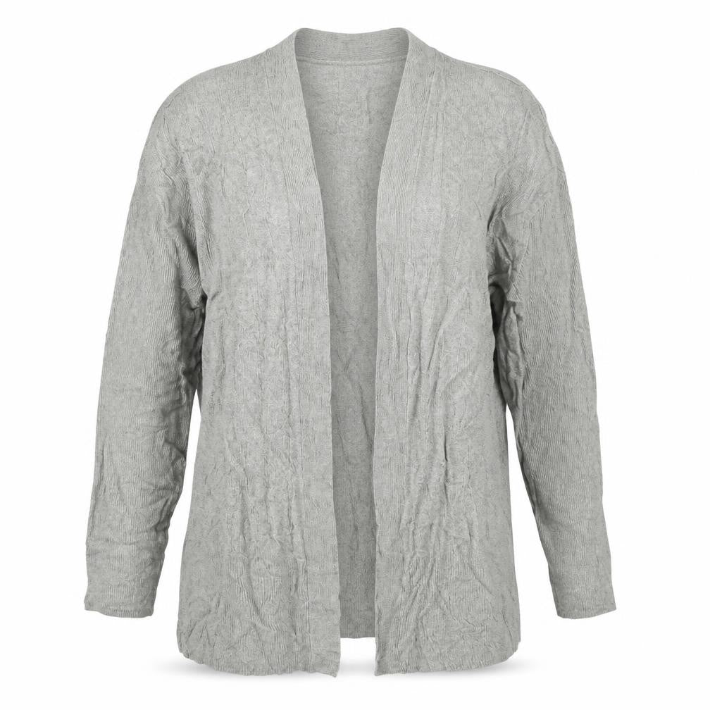 Front view of Marks & Spencer Women Grey M Open Knit Cardigan Long Sleeve