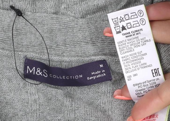 Marks and Spencer Women Grey M Open Knit Cardigan Long Sleeve