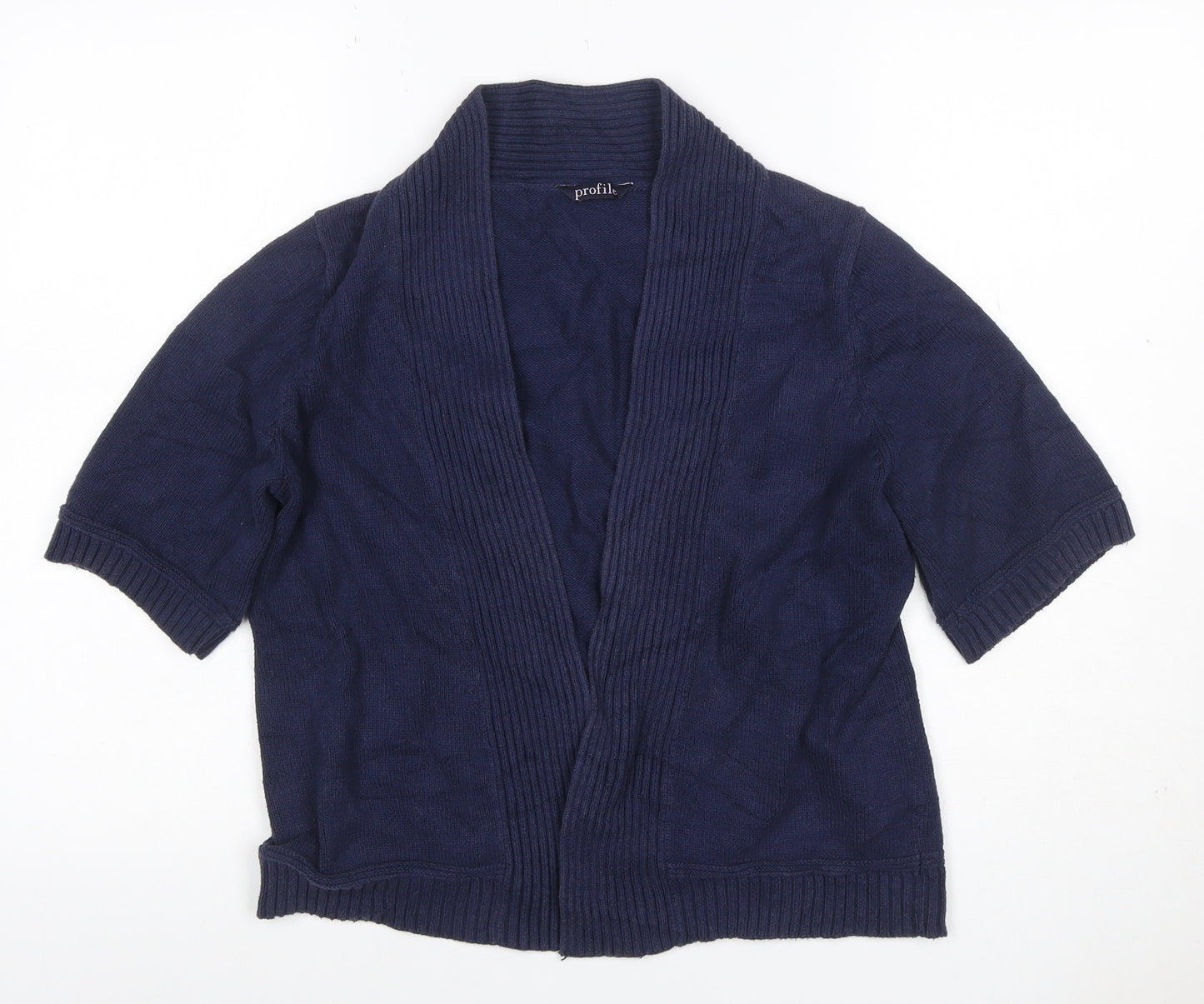 BHS Profile Women’s Blue Open Knit Short Sleeve Cardigan UK 14