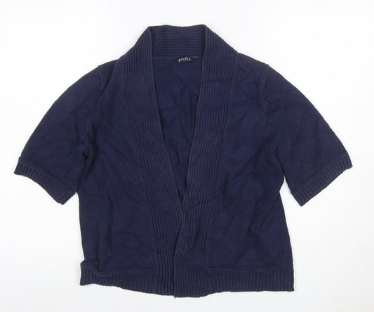 BHS Profile Women’s Blue Open Knit Short Sleeve Cardigan UK 14