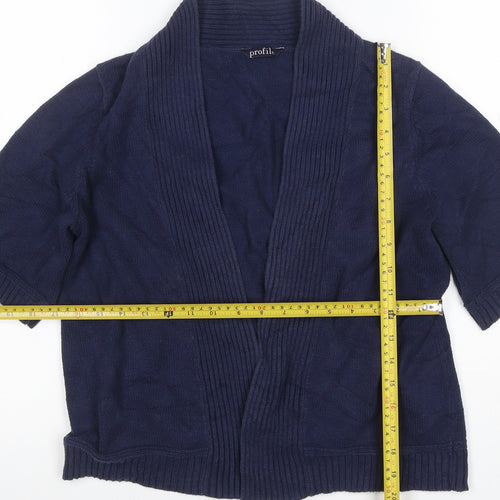 BHS Profile Women’s Blue Open Knit Short Sleeve Cardigan UK 14