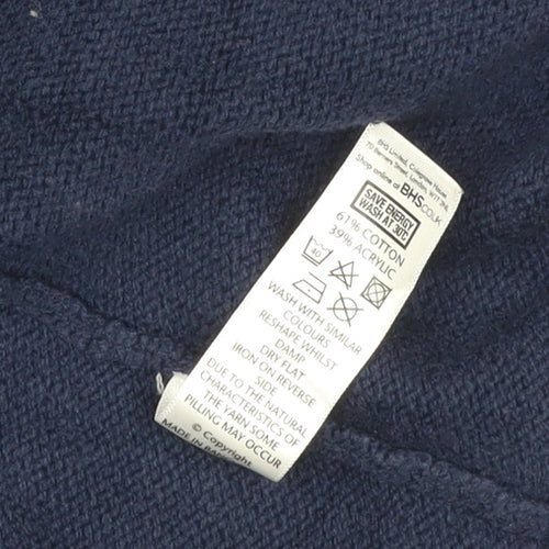 BHS Profile Women’s Blue Open Knit Short Sleeve Cardigan UK 14
