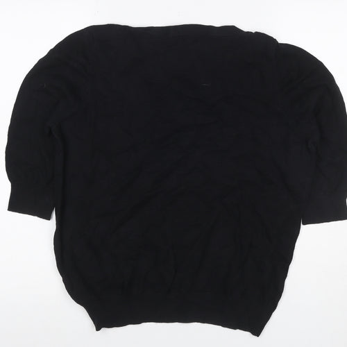 Next Women Black UK 18 Puff Sleeve Crew Neck Knit Top
