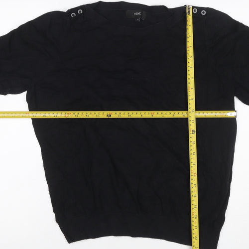 Next Women Black UK 18 Puff Sleeve Crew Neck Knit Top
