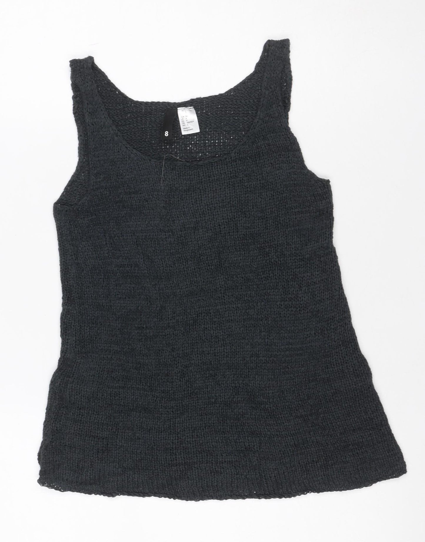 Byhami Women's Black UK 6 Sleeveless Scoop Neck Knit Tank Top