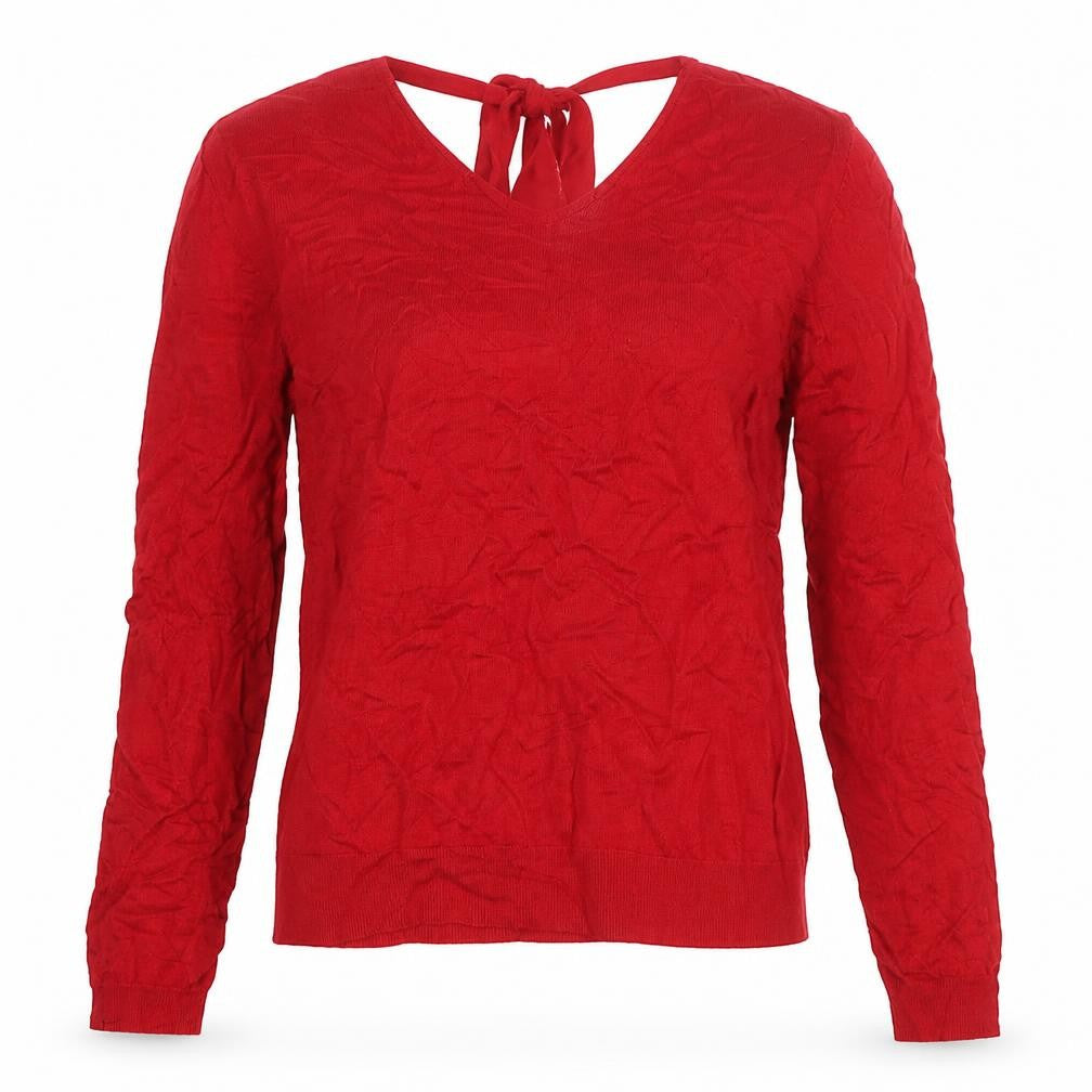 Lauren Ralph Lauren Women Red L Silk Blend Tie Neck Knit Blouse