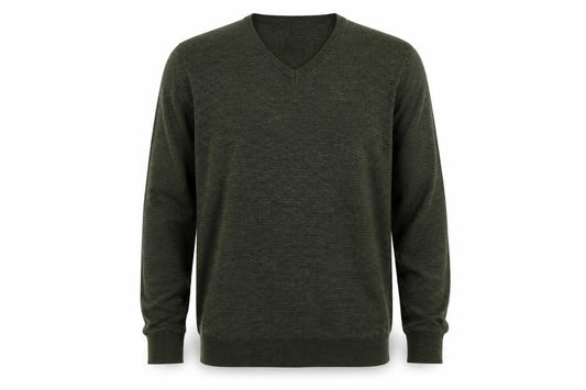 Marks and Spencer Men Green M V-Neck Acrylic Knit Pullover Jumper