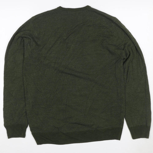Marks and Spencer Men Green M V-Neck Acrylic Knit Pullover Jumper
