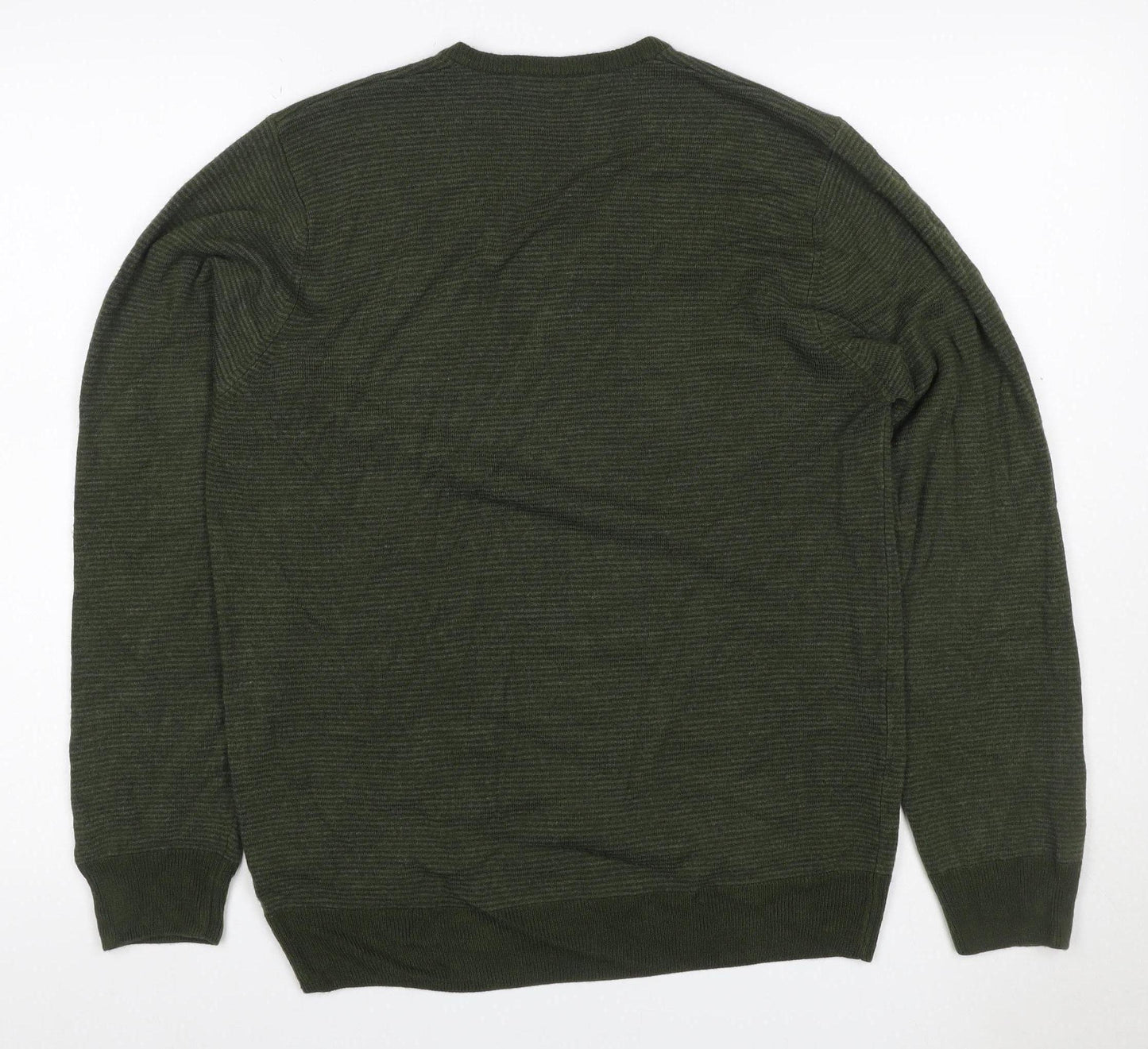 Marks and Spencer Men Green M V-Neck Acrylic Knit Pullover Jumper