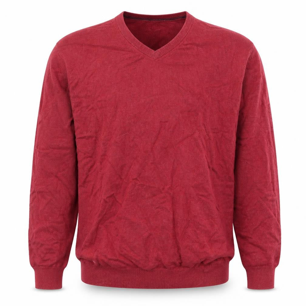Charles Tyrwhitt Men’s Red L V-Neck Cotton Cashmere Pullover Jumper
