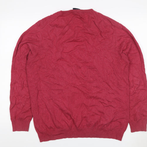 Charles Tyrwhitt Men’s Red L V-Neck Cotton Cashmere Pullover Jumper