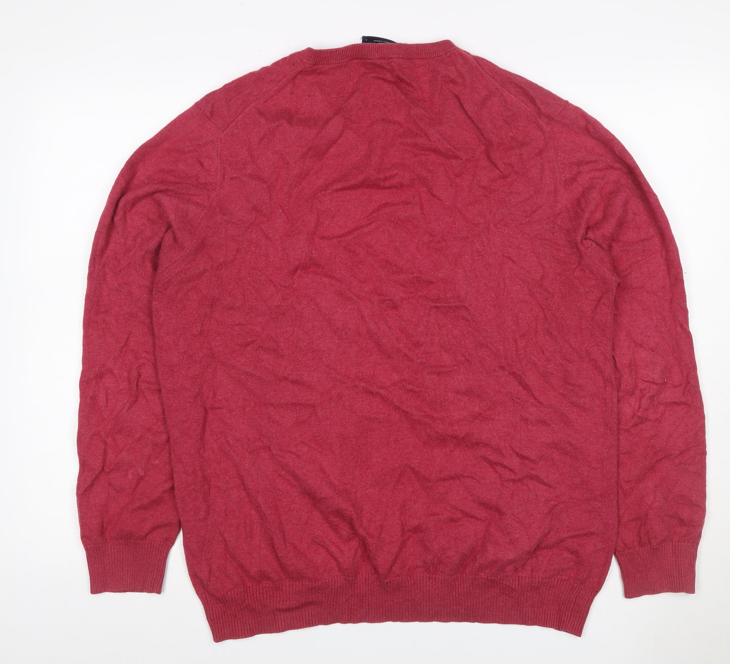 Charles Tyrwhitt Men’s Red L V-Neck Cotton Cashmere Pullover Jumper