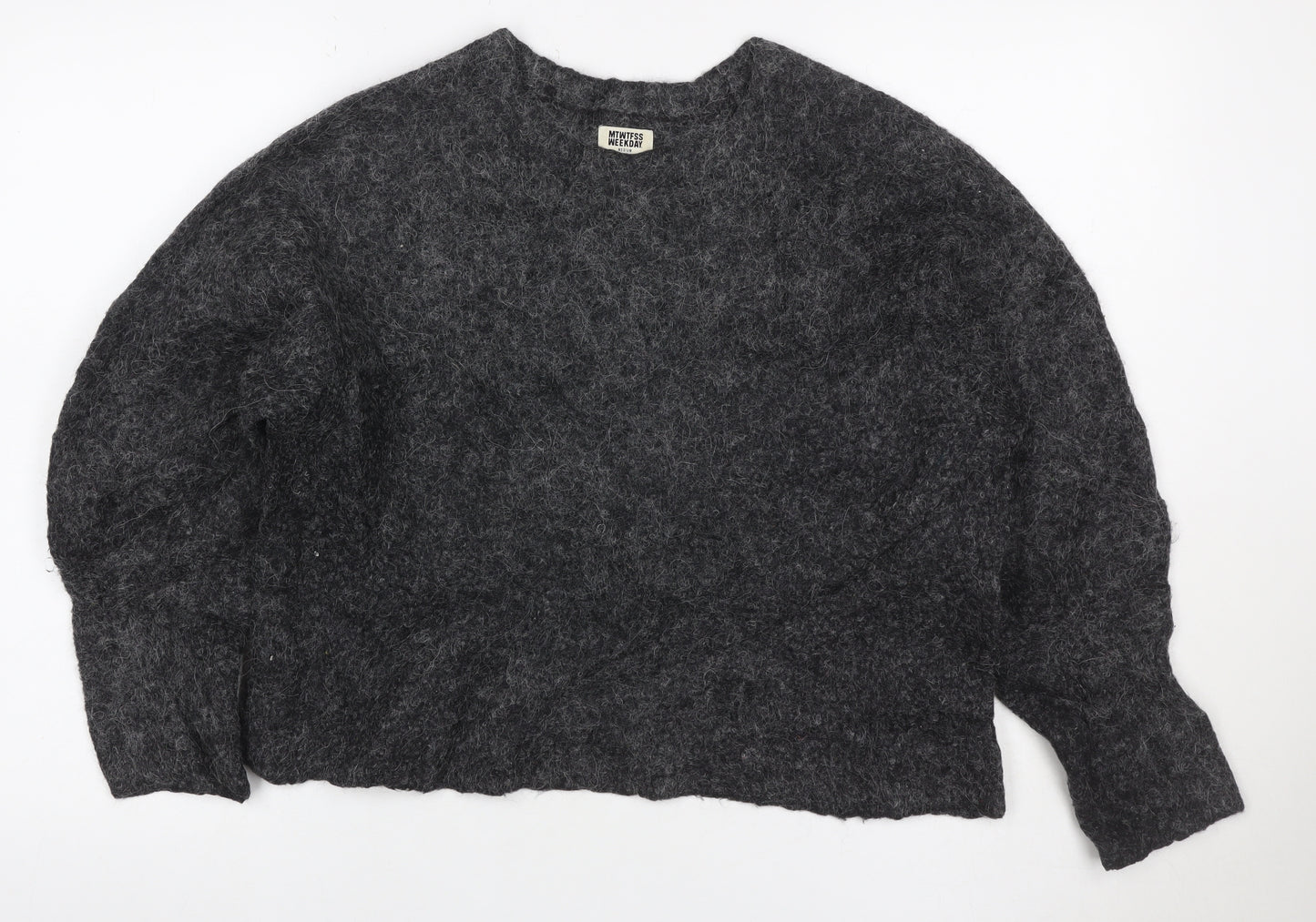 Weekday Women Grey M Mohair Alpaca Knit Crew Neck Jumper