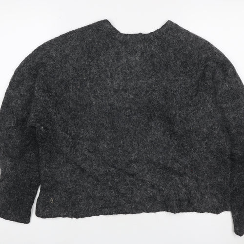 Weekday Women Grey M Mohair Alpaca Knit Crew Neck Jumper