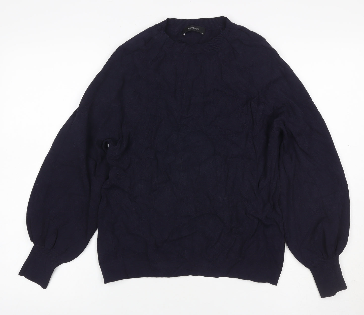 Autograph Women’s Blue UK 10 Balloon Sleeve Crew Neck Pullover Jumper
