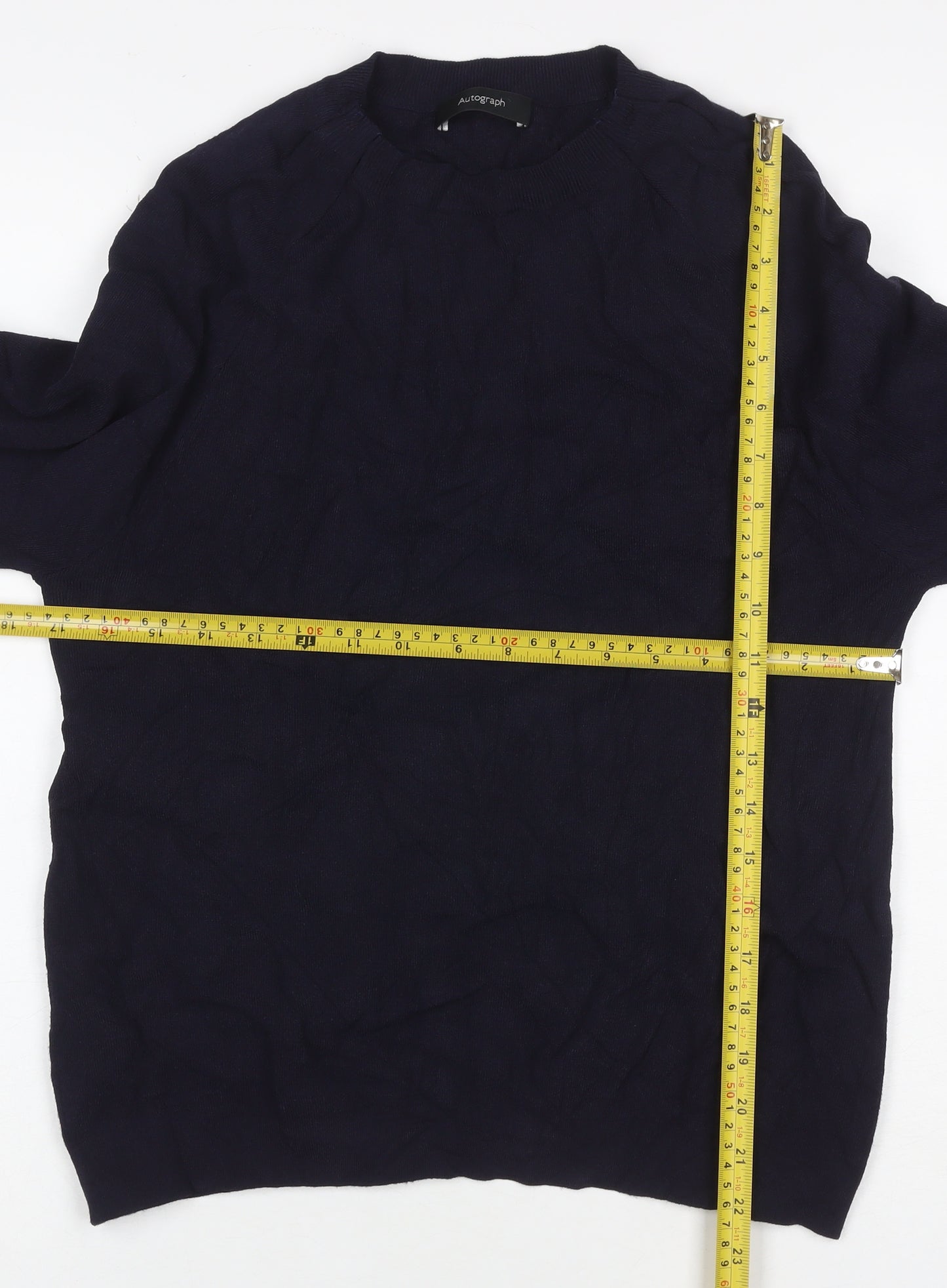 Autograph Women’s Blue UK 10 Balloon Sleeve Crew Neck Pullover Jumper