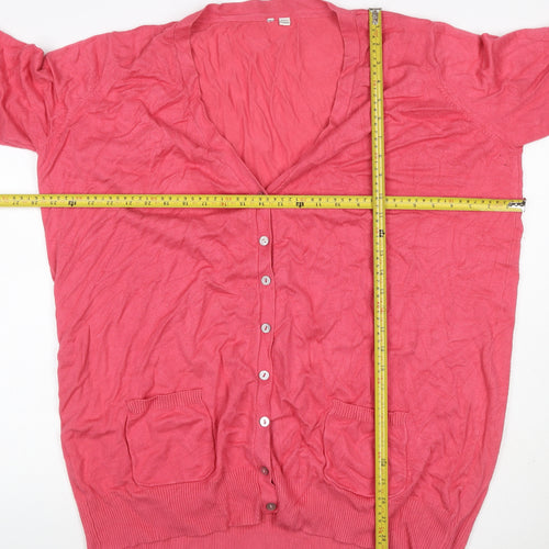 Capsule Women’s Pink UK 14 V-Neck Button Pocket Knit Cardigan