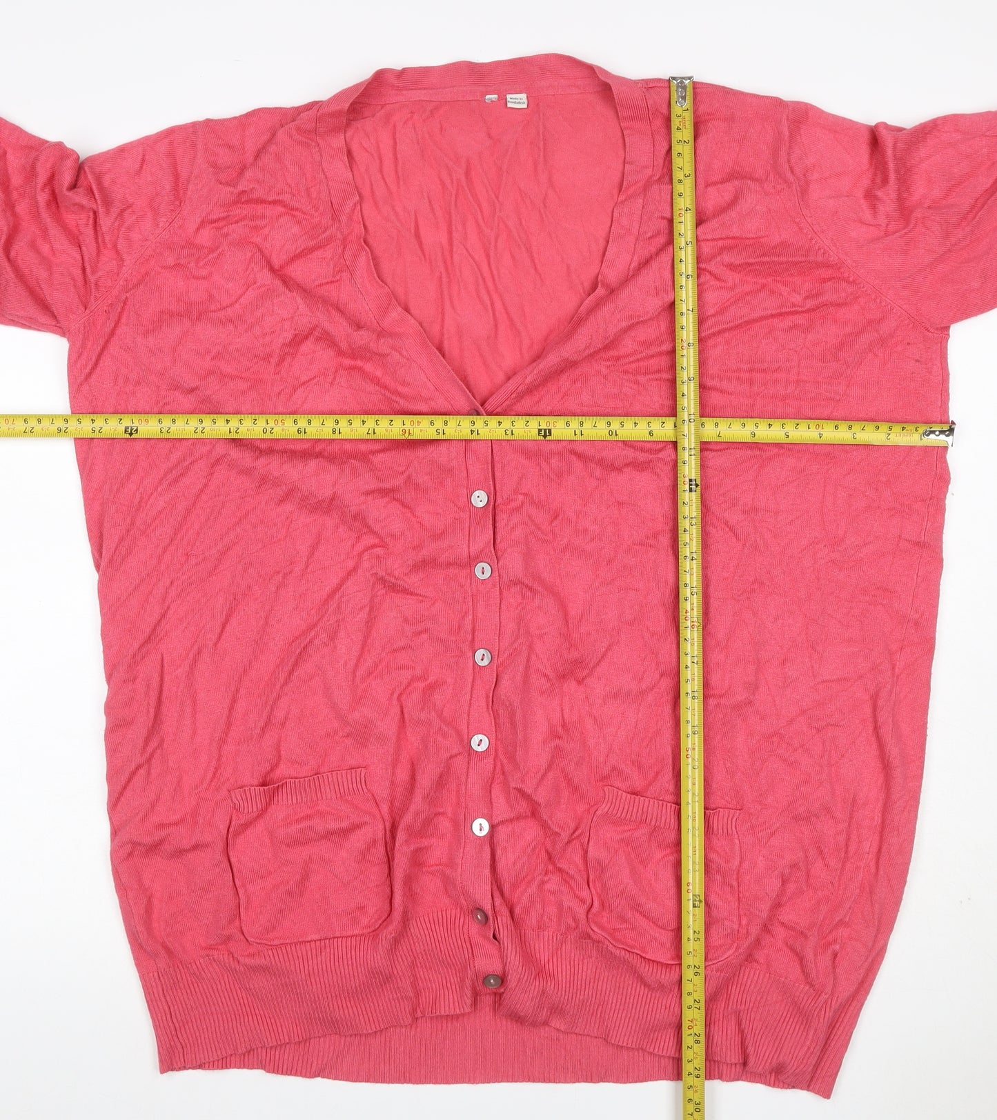 Capsule Women’s Pink UK 14 V-Neck Button Pocket Knit Cardigan