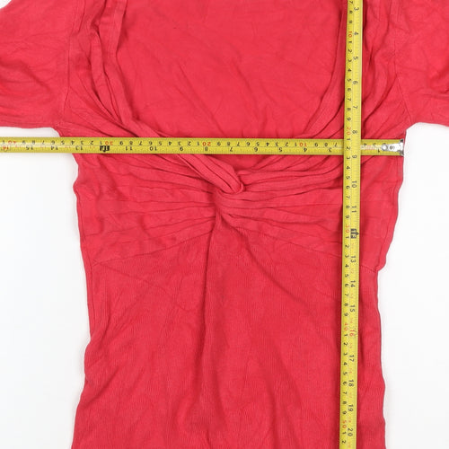 Jane Norman Women Red UK 14 V-Neck Wrap Knit Jumper Button Cuffs