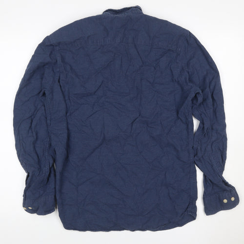 Selected Homme Men’s Blue 16 Slim Cotton Button-Down Long Sleeve Shirt