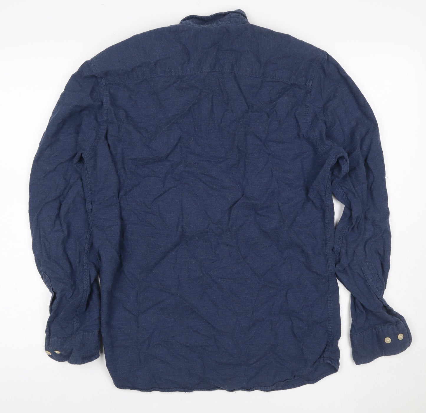 Selected Homme Men’s Blue 16 Slim Cotton Button-Down Long Sleeve Shirt