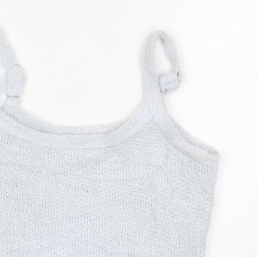 Hollister Women Blue M Cropped Knit Adjustable Strap Tank Top