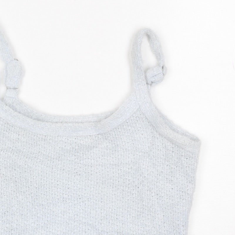 Hollister Women Blue M Cropped Knit Adjustable Strap Tank Top