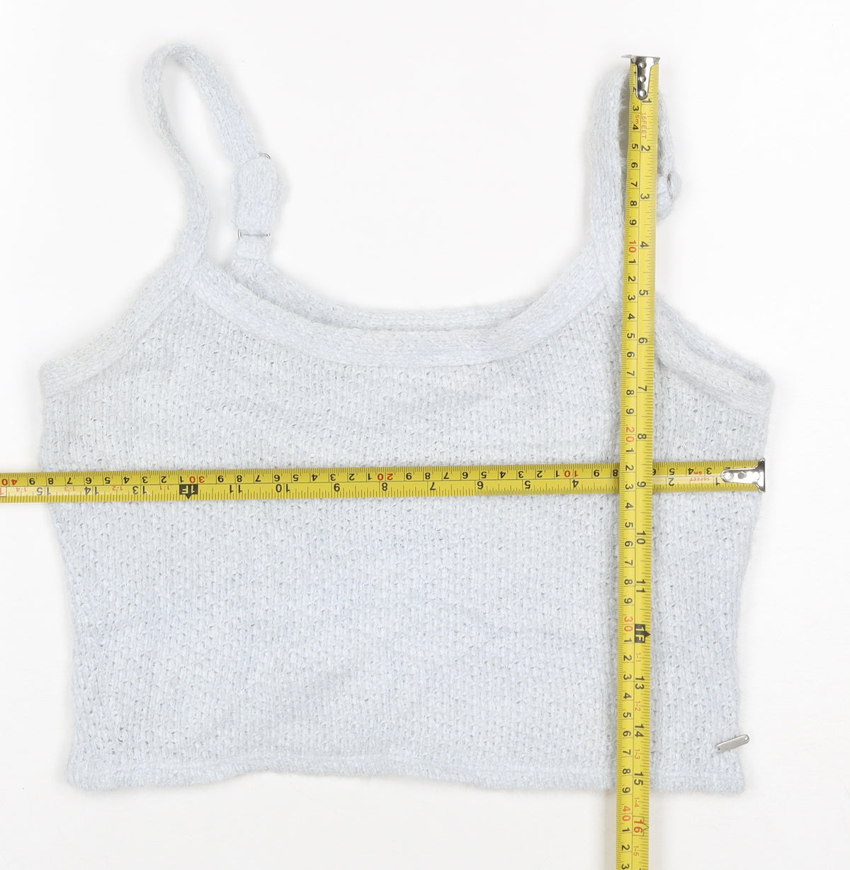 Hollister Women Blue M Cropped Knit Adjustable Strap Tank Top