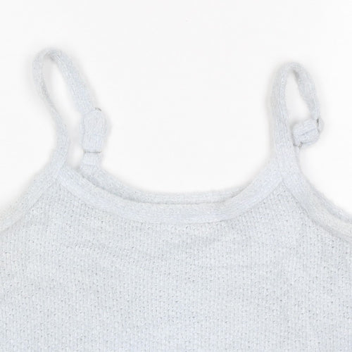 Hollister Women Blue M Cropped Knit Adjustable Strap Tank Top