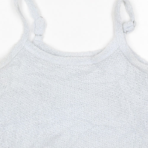 Hollister Women Blue M Cropped Knit Adjustable Strap Tank Top