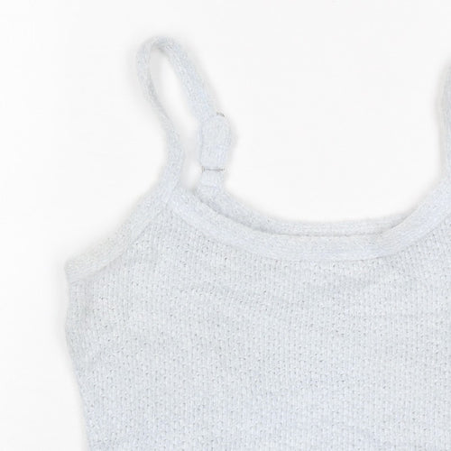Hollister Women Blue M Cropped Knit Adjustable Strap Tank Top