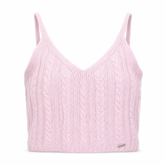 Hollister Women Pink XS Cable Knit V-Neck Wide Strap Camisole Tank Top