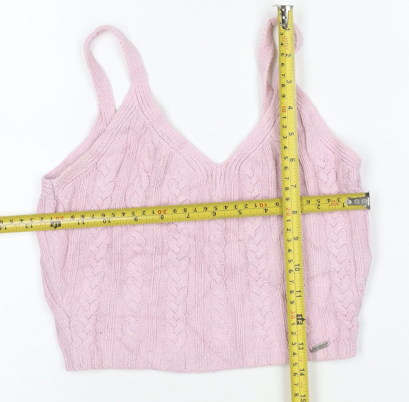 Hollister Women Pink XS Cable Knit V-Neck Wide Strap Camisole Tank Top