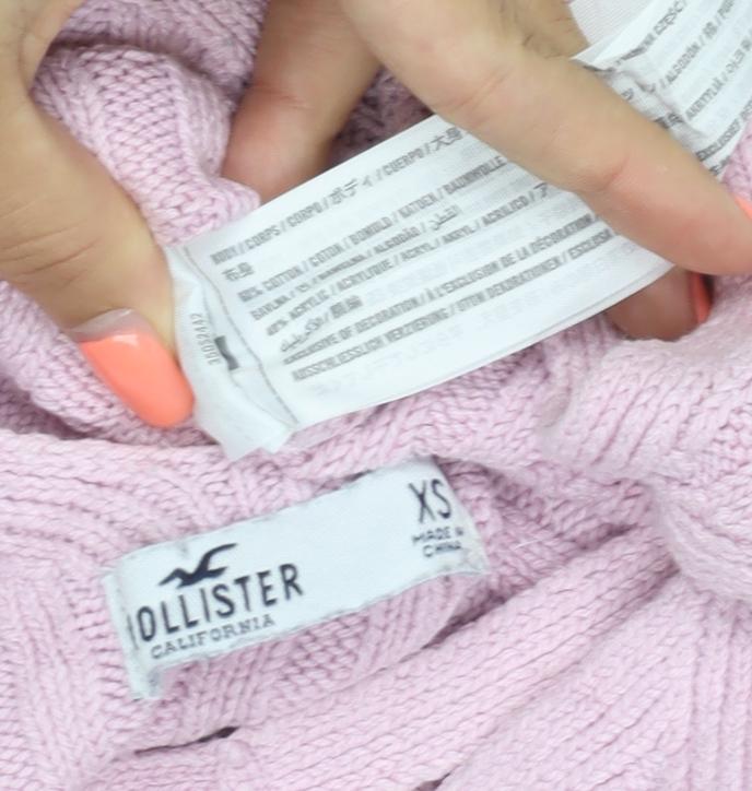 Hollister Women Pink XS Cable Knit V-Neck Wide Strap Camisole Tank Top
