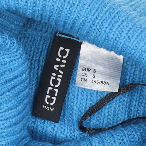 Divided H&M Women’s Blue S Rib Knit Roll Neck Cropped Jumper