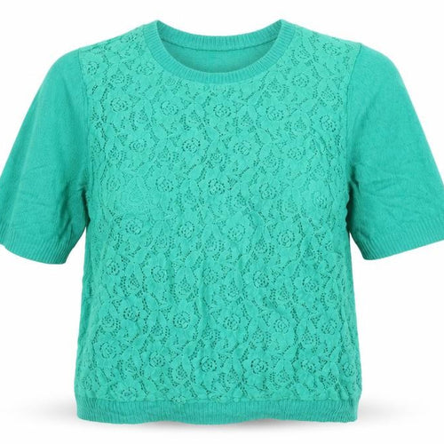 Topshop Women’s Green UK 12 Angora Lace Short Sleeve Jumper