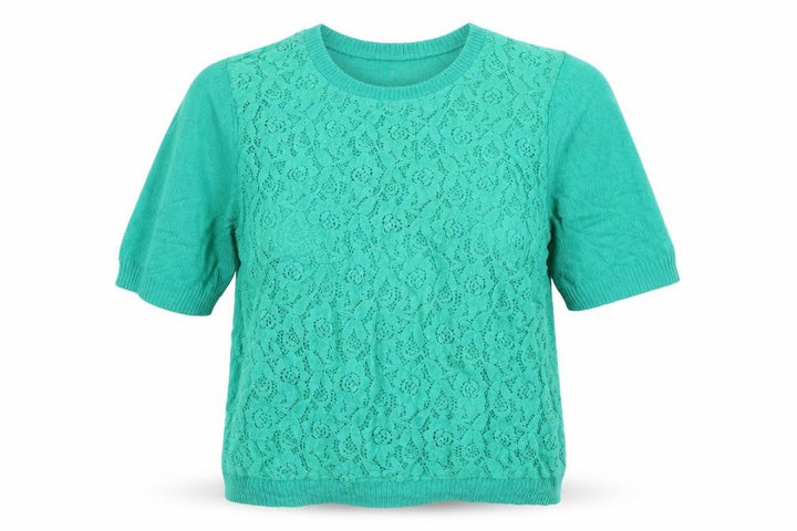 Topshop Women’s Green UK 12 Angora Lace Short Sleeve Jumper