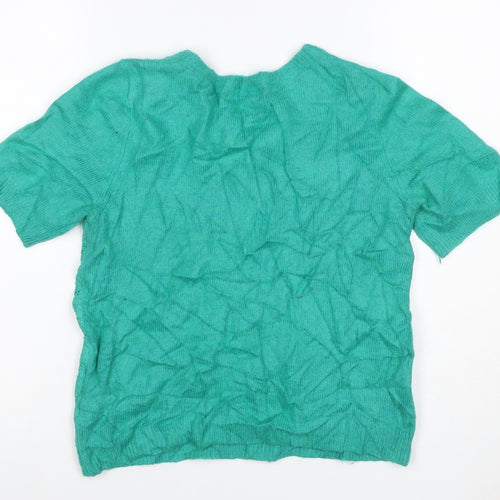 Topshop Women’s Green UK 12 Angora Lace Short Sleeve Jumper