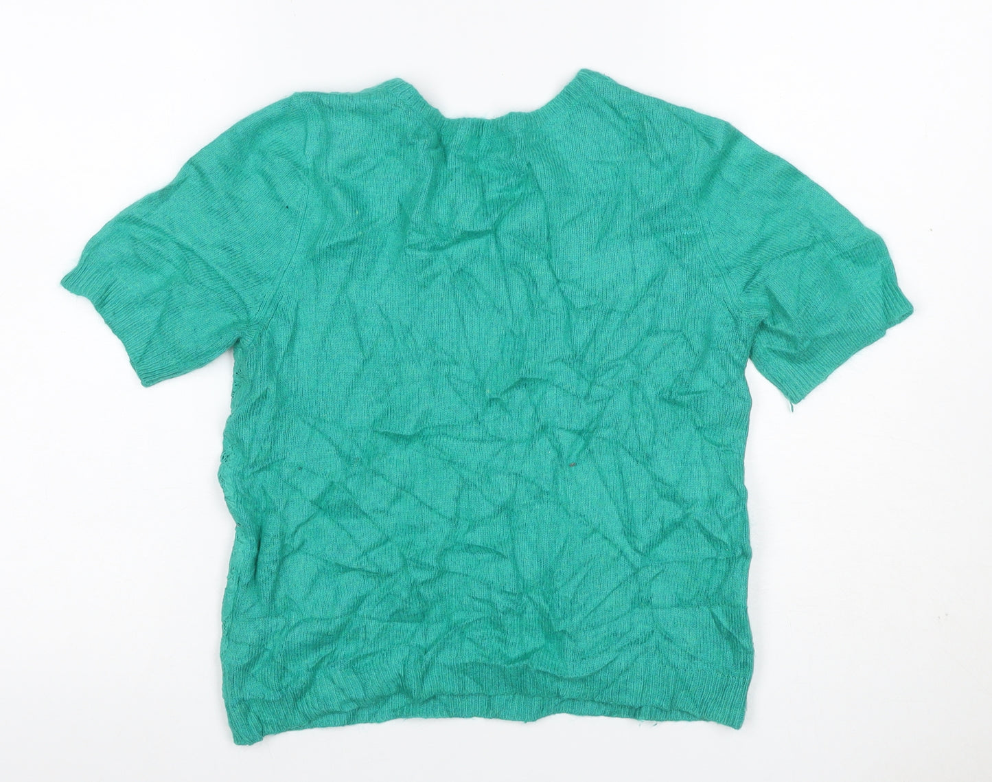 Topshop Women’s Green UK 12 Angora Lace Short Sleeve Jumper