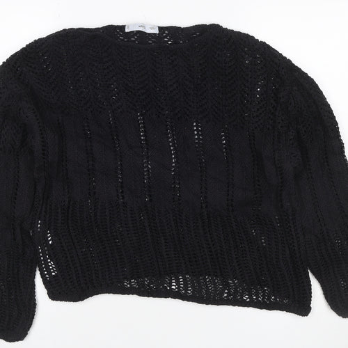 MNG Women’s Black M Cable Knit Open-Knit Long Sleeve Jumper