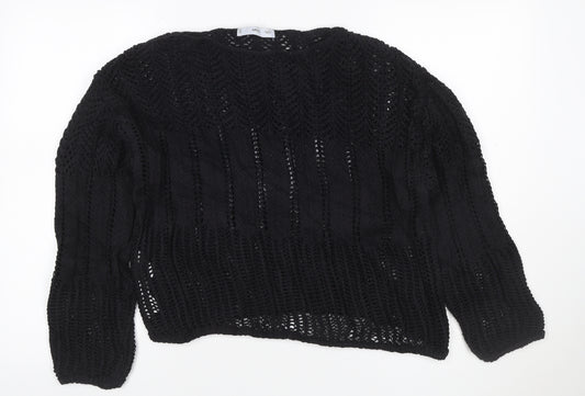 MNG Women’s Black M Cable Knit Open-Knit Long Sleeve Jumper