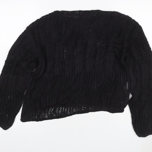 MNG Women’s Black M Cable Knit Open-Knit Long Sleeve Jumper