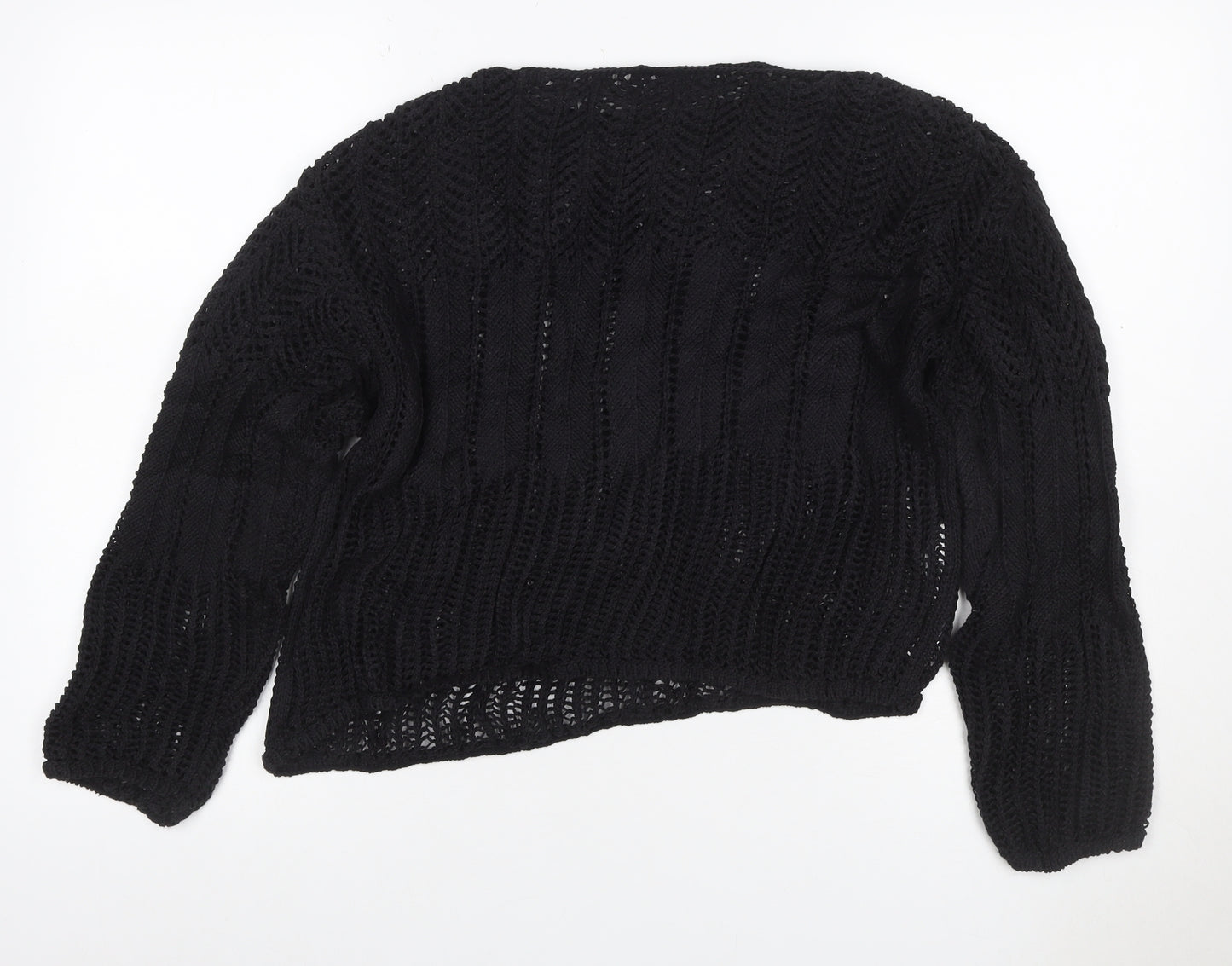 MNG Women’s Black M Cable Knit Open-Knit Long Sleeve Jumper