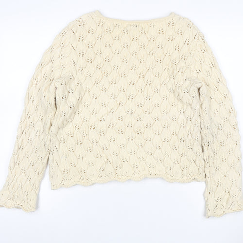 Alex & Co Women Ivory UK 20 Wool Blend Open Knit Pullover Jumper