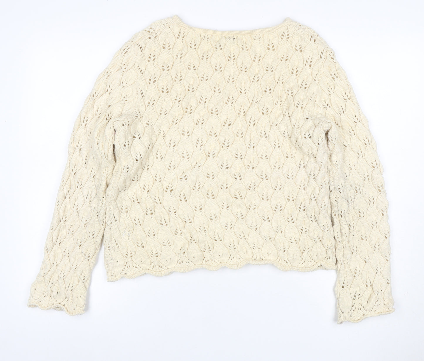 Alex & Co Women Ivory UK 20 Wool Blend Open Knit Pullover Jumper