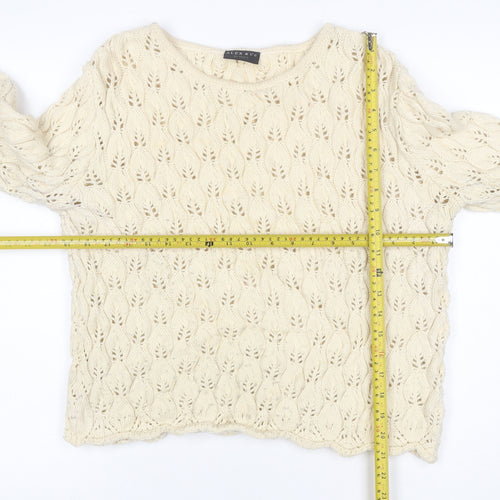 Alex & Co Women Ivory UK 20 Wool Blend Open Knit Pullover Jumper