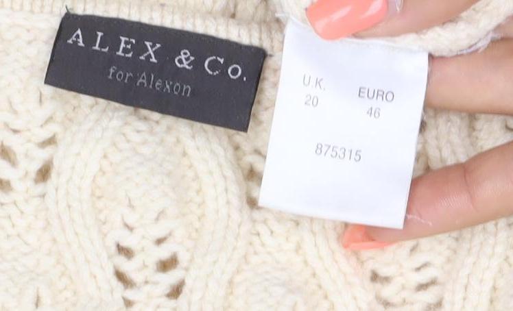 Alex & Co Women Ivory UK 20 Wool Blend Open Knit Pullover Jumper