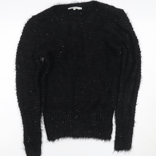 Brooks Women’s Black Size 12 Sequin Fuzzy Knit Pullover Jumper