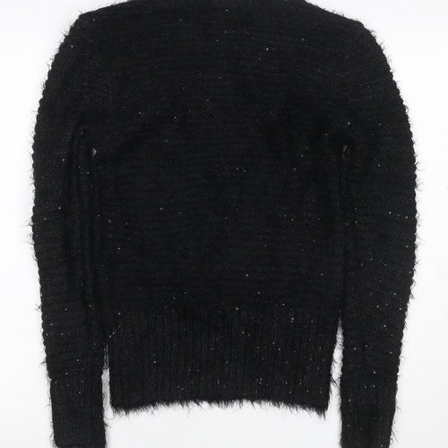 Brooks Women’s Black Size 12 Sequin Fuzzy Knit Pullover Jumper